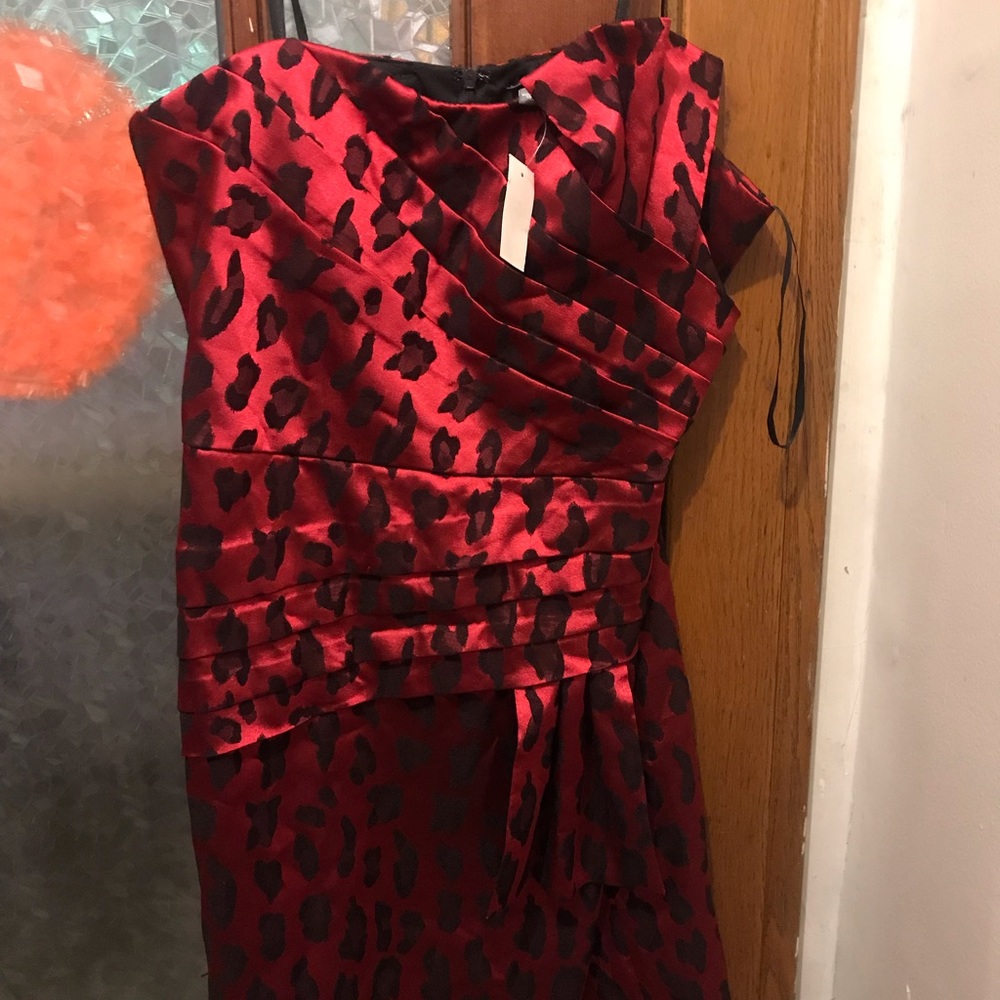 Animal print red dress